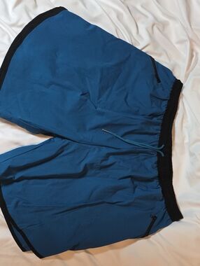 Coofandy Blue Athletic Drawstring Shorts with Black Trim XXL NWT